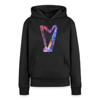 Harfe - Frauen Premium Bio Hoodie - Schwarz - Vorne - Julia (174cm)