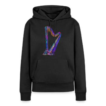 Harfe - Frauen Premium Bio Hoodie - Schwarz - Vorne - Julia (174cm)