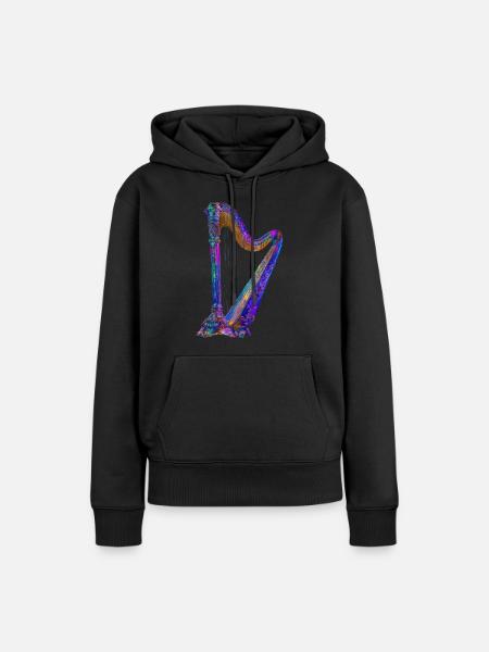 Harfe - Frauen Premium Bio Hoodie - Schwarz