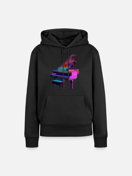 Klavier - Frauen Premium Bio Hoodie - Schwarz