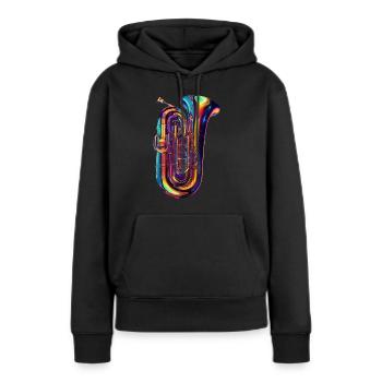 Tuba - Sweat à capuche Premium bio Femme - noir - Devant - Julia (174cm)