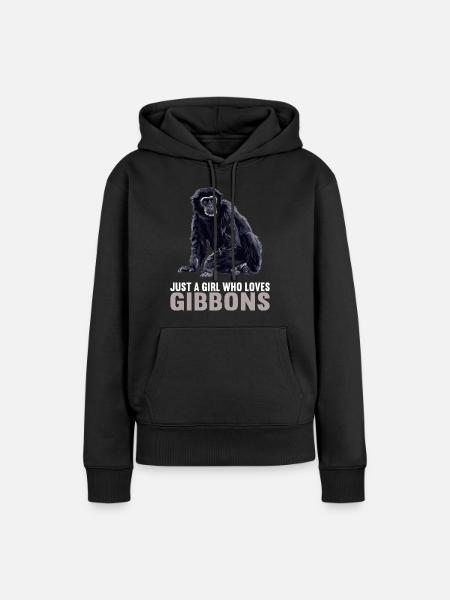 Gibbons Gibbon - Frauen Premium Bio Hoodie - Schwarz