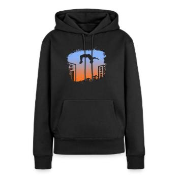 Backflip Salto Acrobaties Parkour Gymnastique Cadeau - Sweat à capuche Premium bio Femme - noir - Devant - Julia (174cm)