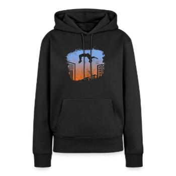 Backflip - Sweat à capuche Premium bio Femme - noir - Devant - Julia (174cm)