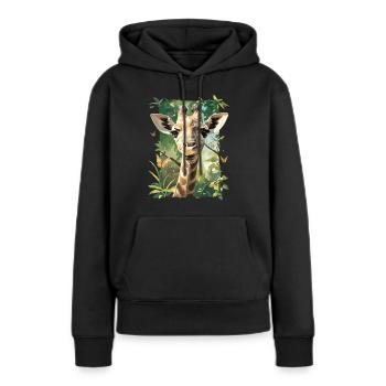 Girafes Girafe - Sweat à capuche Premium bio Femme - noir - Devant - Julia (174cm)