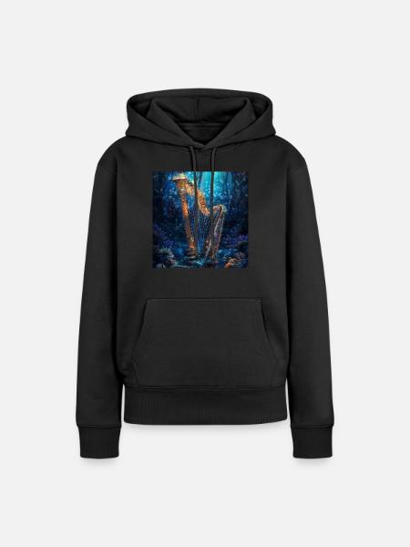 Harfe - Frauen Premium Bio Hoodie - Schwarz