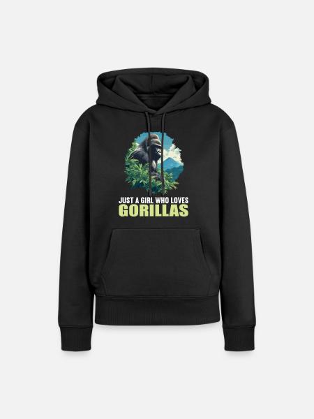 Gorillas Gorilla - Frauen Premium Bio Hoodie - Schwarz