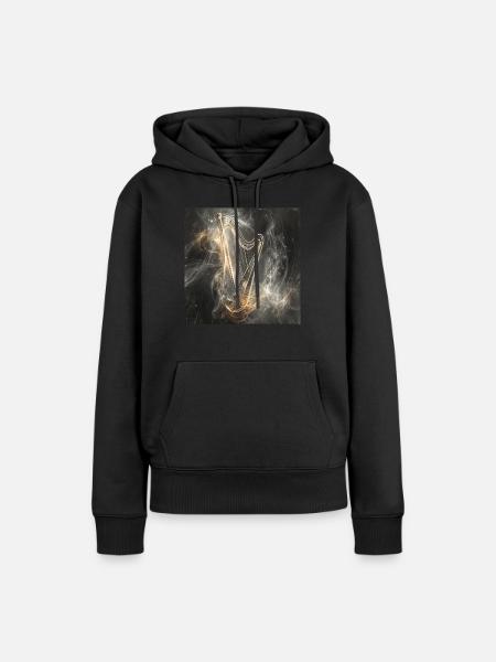 Harfe - Frauen Premium Bio Hoodie - Schwarz