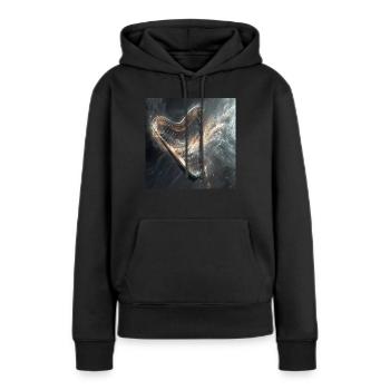 Harfe - Frauen Premium Bio Hoodie - Schwarz - Vorne - Julia (174cm)