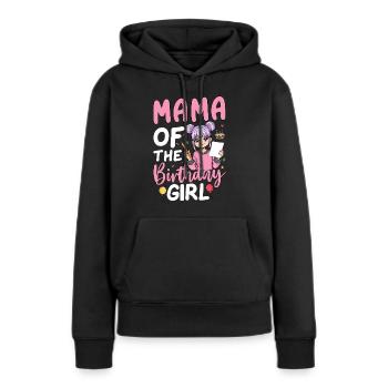 Maman de la fille d’anniversaire - Sweat à capuche Premium bio Femme - noir - Devant - Julia (174cm)