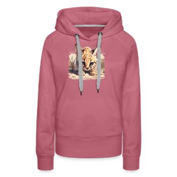 Servale Serval - Frauen Premium Bio Hoodie - Malve - Vorne - Isabella (175cm)