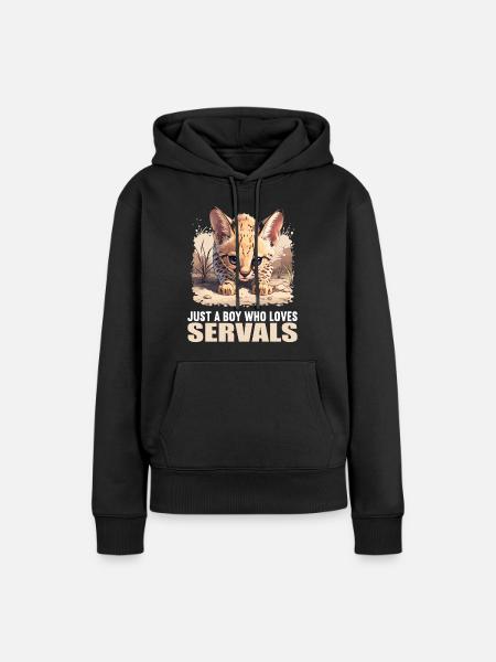 Servale Serval - Frauen Premium Bio Hoodie - Schwarz