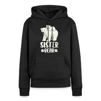 Soeur Ours - Sweat à capuche Premium bio Femme - noir - Devant - Julia (174cm)
