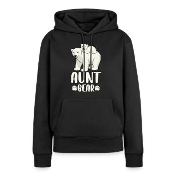 Aunt Bear - Frauen Premium Bio Hoodie - Schwarz - Vorne - Julia (174cm)
