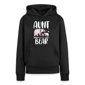 Aunt Bear - Frauen Premium Bio Hoodie - Schwarz - Vorne - Julia (174cm)