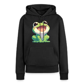Grenouilles Grenouilles - Sweat à capuche Premium bio Femme - noir - Devant - Julia (174cm)