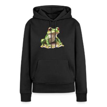 Grenouilles Grenouilles - Sweat à capuche Premium bio Femme - noir - Devant - Julia (174cm)