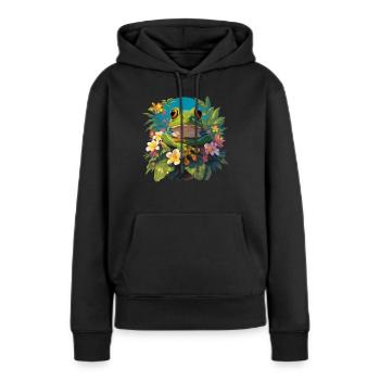 Grenouilles Grenouilles - Sweat à capuche Premium bio Femme - noir - Devant - Julia (174cm)