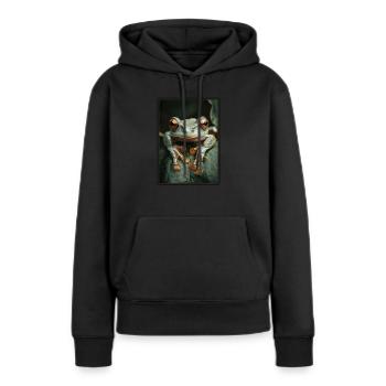 Grenouilles Grenouilles - Sweat à capuche Premium bio Femme - noir - Devant - Julia (174cm)
