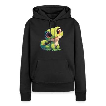 Geckos Gecko - Sweat à capuche Premium bio Femme - noir - Devant - Julia (174cm)
