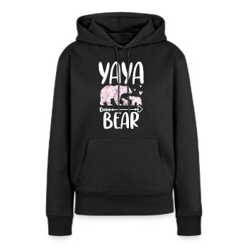 Ours Yaya - Sweat à capuche Premium bio Femme - noir - Devant - Julia (174cm)
