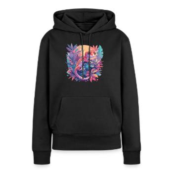 Geckos Geckos - Sweat à capuche Premium bio Femme - noir - Devant - Julia (174cm)