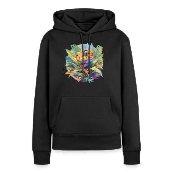 Geckos Geckos - Sweat à capuche Premium bio Femme - noir - Devant - Julia (174cm)