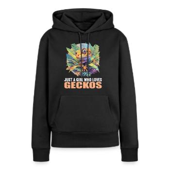 Geckos Geckos - Sweat à capuche Premium bio Femme - noir - Devant - Julia (174cm)