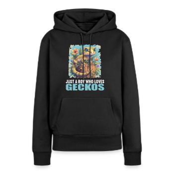 Geckos Geckos - Sweat à capuche Premium bio Femme - noir - Devant - Julia (174cm)