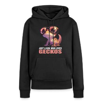 Geckos Geckos - Sweat à capuche Premium bio Femme - noir - Devant - Julia (174cm)
