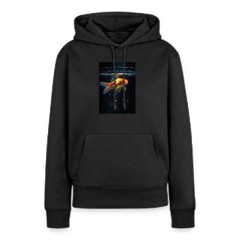 poisson rouge - Sweat à capuche Premium bio Femme - noir - Devant - Julia (174cm)