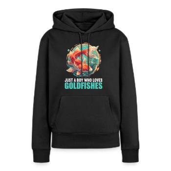 poisson rouge - Sweat à capuche Premium bio Femme - noir - Devant - Julia (174cm)
