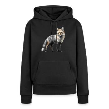 Renards gris Renard gris - Sweat à capuche Premium bio Femme - noir - Devant - Julia (174cm)