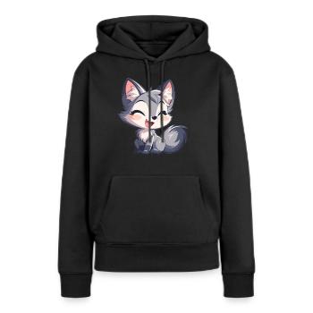Renards gris Renard gris - Sweat à capuche Premium bio Femme - noir - Devant - Julia (174cm)