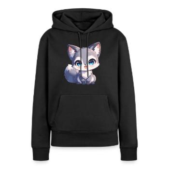Renards gris Renard gris - Sweat à capuche Premium bio Femme - noir - Devant - Julia (174cm)