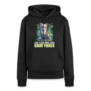 Renards gris Renard gris - Sweat à capuche Premium bio Femme - noir - Devant - Julia (174cm)
