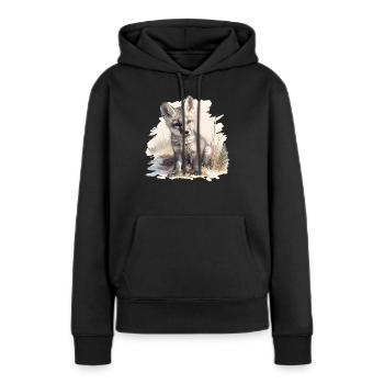 Renards gris Renard gris - Sweat à capuche Premium bio Femme - noir - Devant - Julia (174cm)