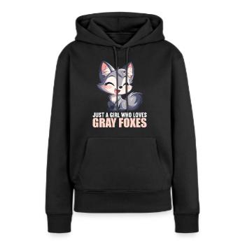 Renards gris Renard gris - Sweat à capuche Premium bio Femme - noir - Devant - Julia (174cm)