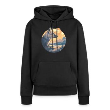Renards gris Renard gris - Sweat à capuche Premium bio Femme - noir - Devant - Julia (174cm)