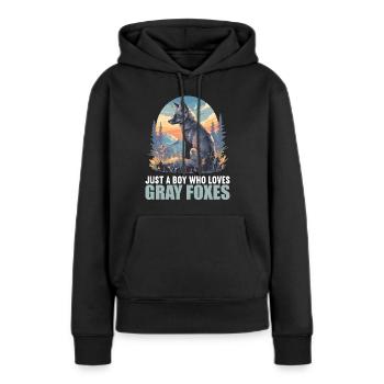 Renards gris Renard gris - Sweat à capuche Premium bio Femme - noir - Devant - Julia (174cm)