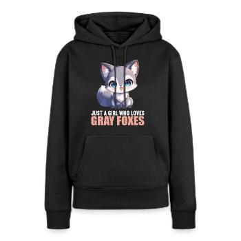Renards gris Renard gris - Sweat à capuche Premium bio Femme - noir - Devant - Julia (174cm)