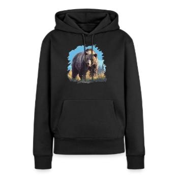 Grizzlis Ours grizzly - Sweat à capuche Premium bio Femme - noir - Devant - Julia (174cm)