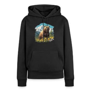 Grizzlis Ours grizzly - Sweat à capuche Premium bio Femme - noir - Devant - Julia (174cm)