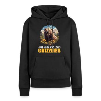 Grizzlis Ours grizzly - Sweat à capuche Premium bio Femme - noir - Devant - Julia (174cm)