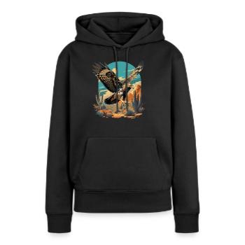 Faucon Faucon - Sweat à capuche Premium bio Femme - noir - Devant - Julia (174cm)