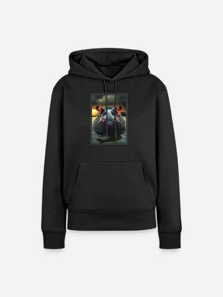Nilpferd Flußpferd - Frauen Premium Bio Hoodie - Schwarz