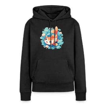 Koi Koi Carpe - Sweat à capuche Premium bio Femme - noir - Devant - Julia (174cm)