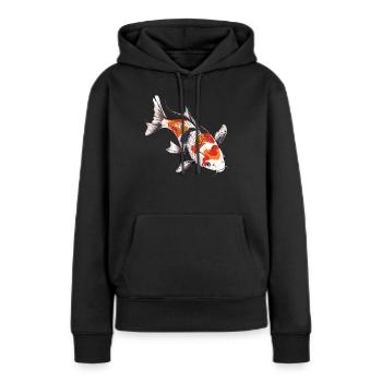 Koi Koi Carpe - Sweat à capuche Premium bio Femme - noir - Devant - Julia (174cm)