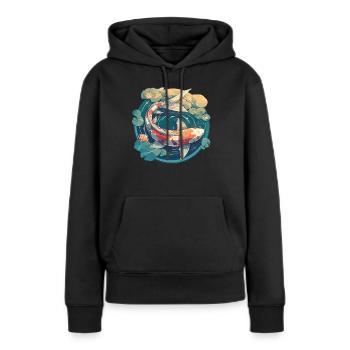 Koi Koi Carpe - Sweat à capuche Premium bio Femme - noir - Devant - Julia (174cm)