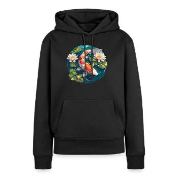 Koi Koi Carpe - Sweat à capuche Premium bio Femme - noir - Devant - Julia (174cm)